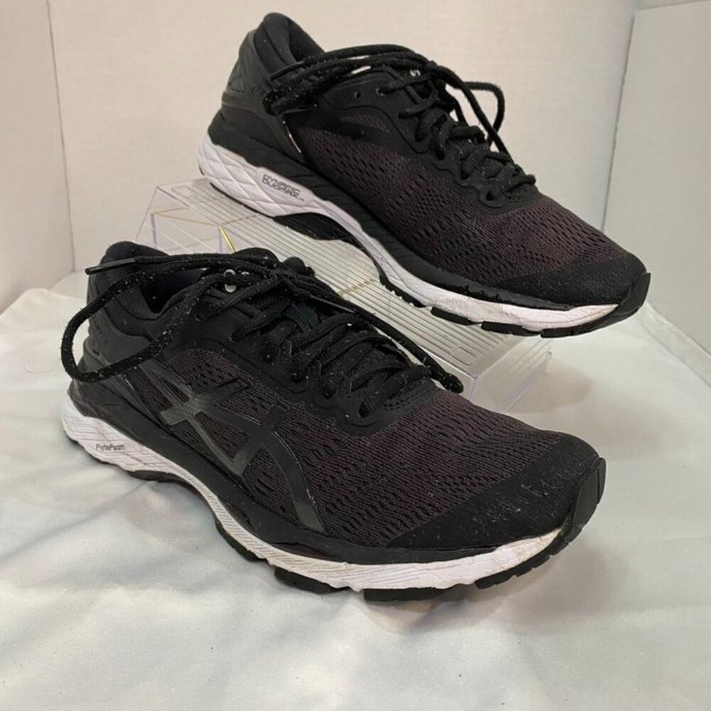 ASICS Gel-Kayano 24 FlyteFoam Dynamic Duomax Running Shoes Black women 8